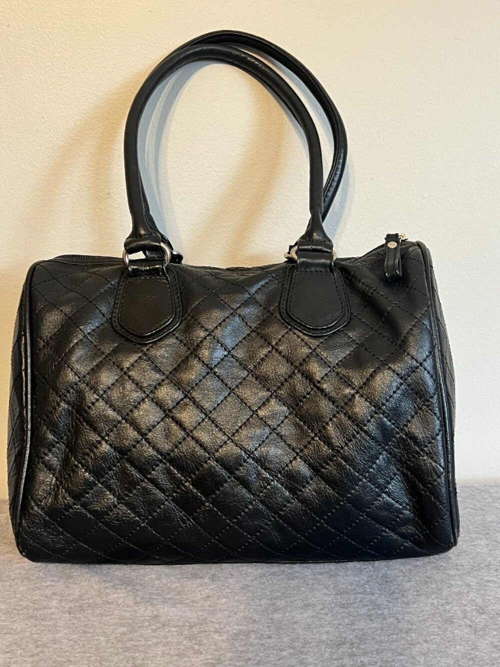 CHABI Quilted Black Satchel Bag Genuine Leather Handbag